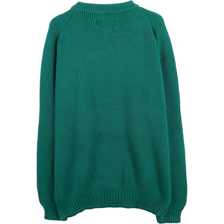 1980s-1990'S Eddie Bauer Rib-Knit Cotton Sweater, Men's Size XL (Equivalent), Vintage cotton green type Vintage Second Hand