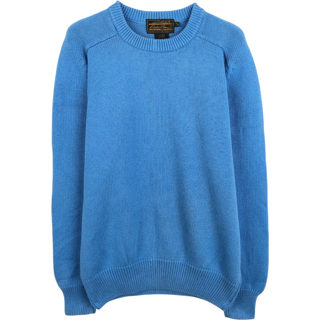 1980s-1990'S Eddie Bauer Rib-Knit Cotton Sweater, Men's Size M (approx.), Vintage cotton Blue type light blue Vintage Second Hand