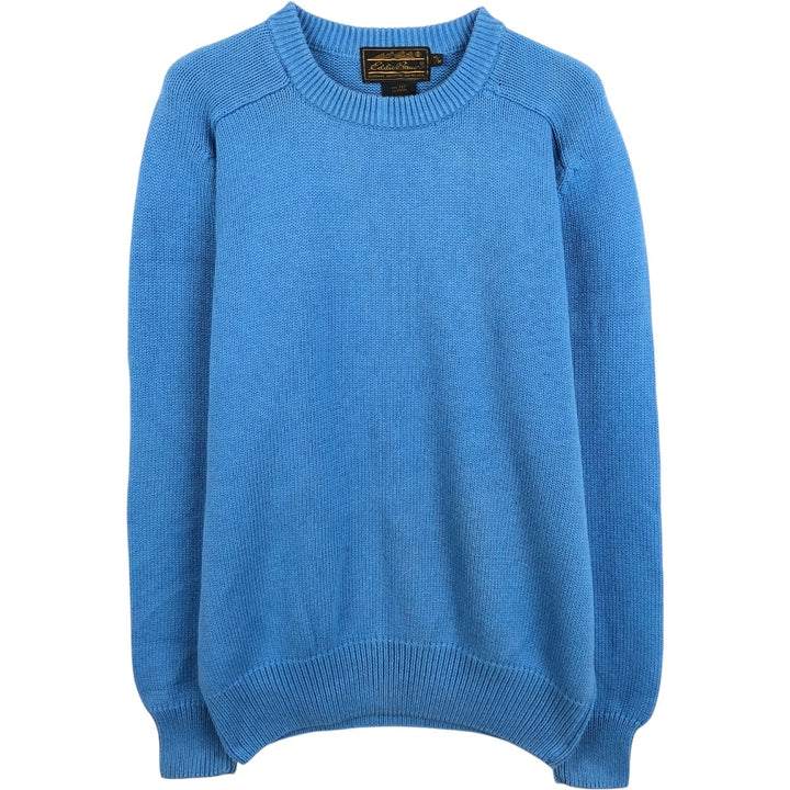 1980s-1990'S Eddie Bauer Rib-Knit Cotton Sweater, Men's Size M (approx.), Vintage cotton Blue type light blue Vintage Second Hand
