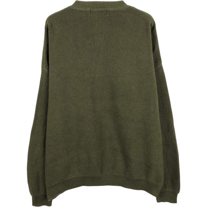 Eddie Bauer Rib-Knit Henley Neck Cotton Sweater, Men's Size XL (Equivalent), Long Sleeve cotton Khaki type Vintage Second Hand