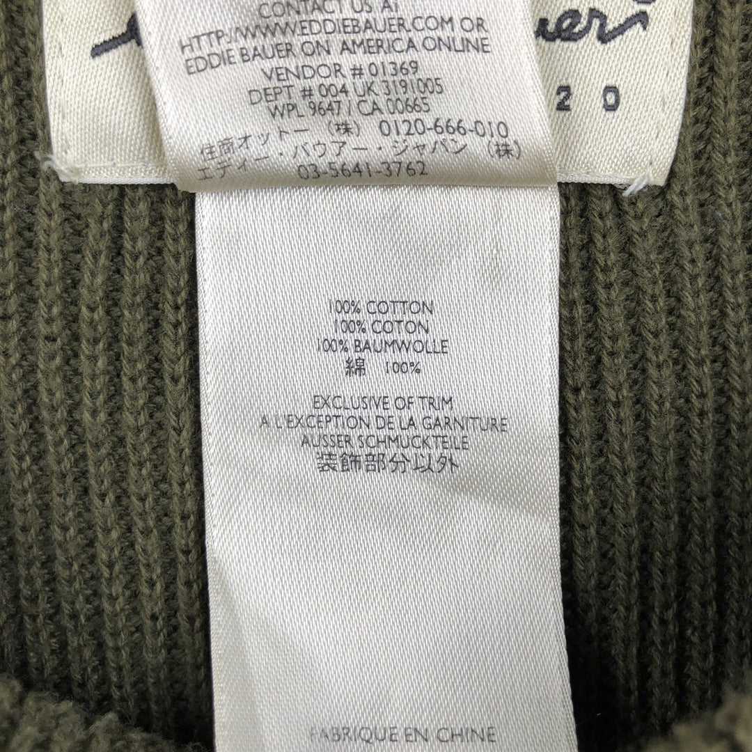 Eddie Bauer Rib-Knit Henley Neck Cotton Sweater, Men's Size XL (Equivalent), Long Sleeve cotton Khaki type Vintage Second Hand