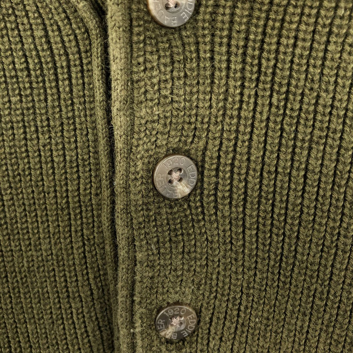 Eddie Bauer Rib-Knit Henley Neck Cotton Sweater, Men's Size XL (Equivalent), Long Sleeve cotton Khaki type Vintage Second Hand