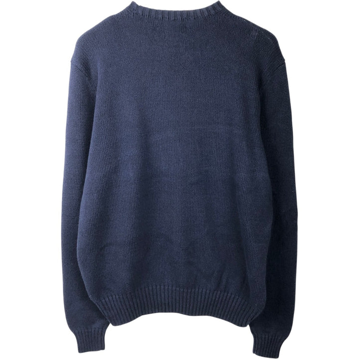 Ralph Lauren POLO by Ralph Lauren Cotton Knit Sweater Men's L size Pima Cotton navy blue type Vintage Second Hand