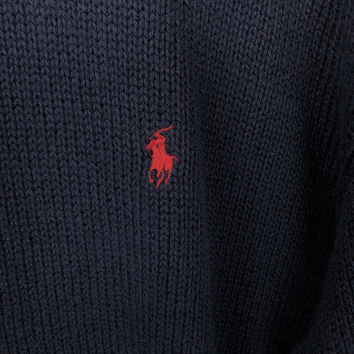 Ralph Lauren POLO by Ralph Lauren Cotton Knit Sweater Men's L size Pima Cotton navy blue type Vintage Second Hand