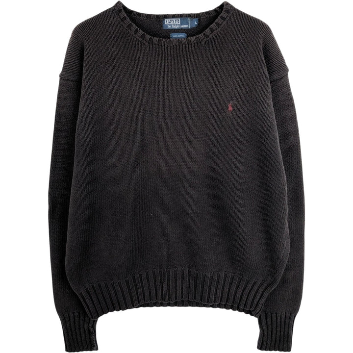 Ralph Lauren POLO by Ralph Lauren Cotton Knit Sweater Men's L size cotton brown type Vintage Second Hand