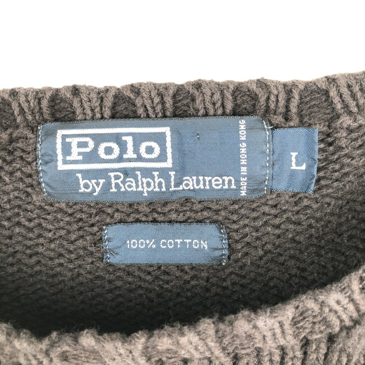 Ralph Lauren POLO by Ralph Lauren Cotton Knit Sweater Men's L size cotton brown type Vintage Second Hand