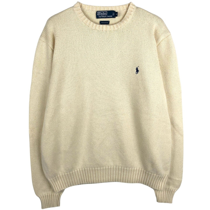 Ralph Lauren POLO by Ralph Lauren Cotton Knit Sweater Men's XL cotton unbleached Vintage Second Hand
