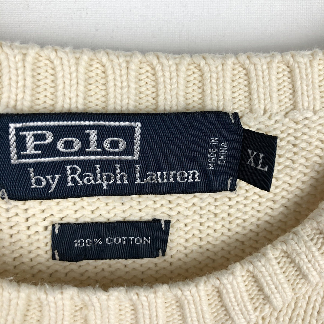 Ralph Lauren POLO by Ralph Lauren Cotton Knit Sweater Men's XL cotton unbleached Vintage Second Hand