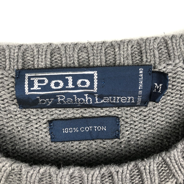 Ralph Lauren POLO by Ralph Lauren Cotton Knit Sweater Men's M Size cotton gray type Vintage Second Hand