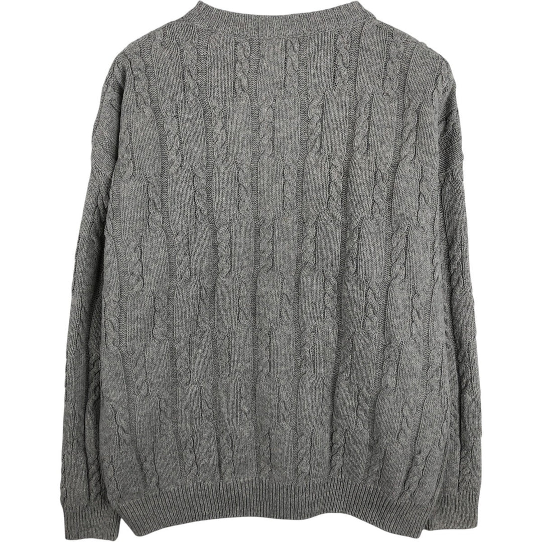 Ralph Lauren CHAPS Cable Knit Cotton Sweater, Made in USA, Men's Size XL (approx.) cotton gray type Vintage Second Hand