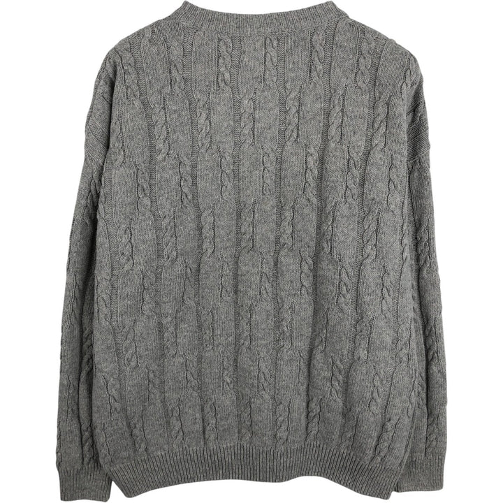 Ralph Lauren CHAPS Cable Knit Cotton Sweater, Made in USA, Men's Size XL (approx.) cotton gray type Vintage Second Hand