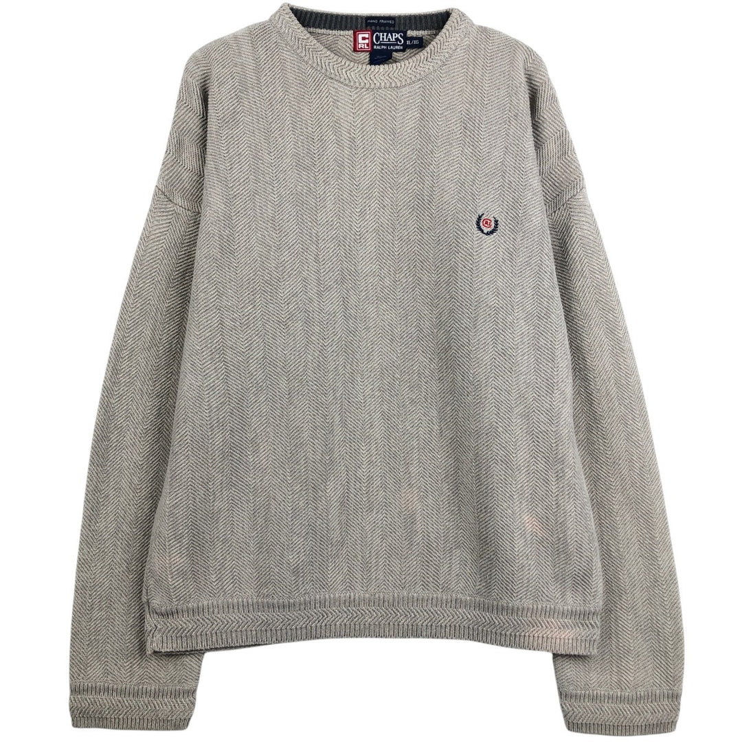 Ralph Lauren CHAPS Herringbone Cotton Knit Sweater Men's XL cotton gray type Vintage Second Hand