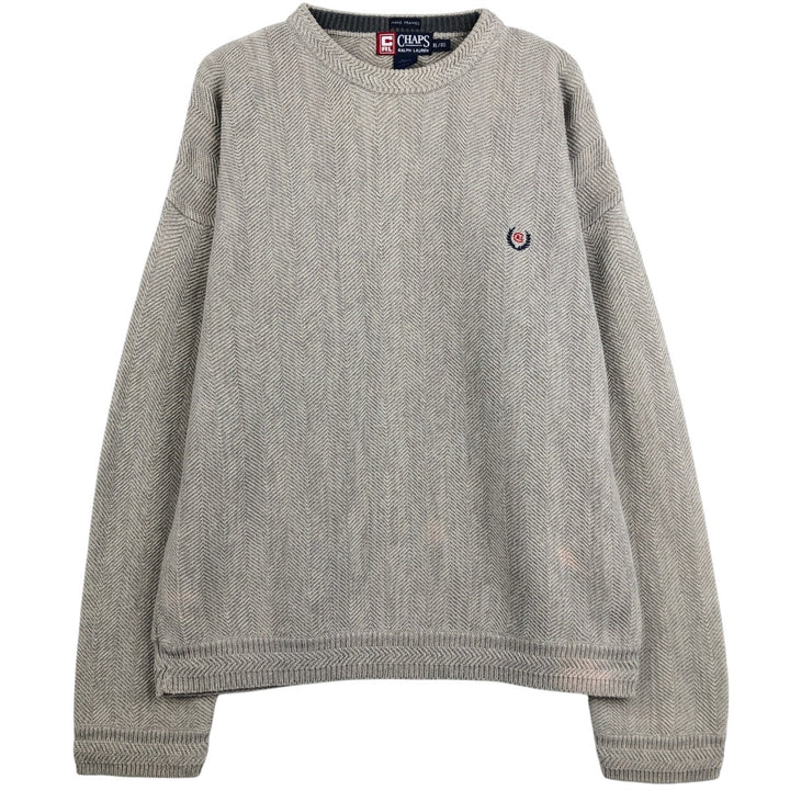 Ralph Lauren CHAPS Herringbone Cotton Knit Sweater Men's XL cotton gray type Vintage Second Hand