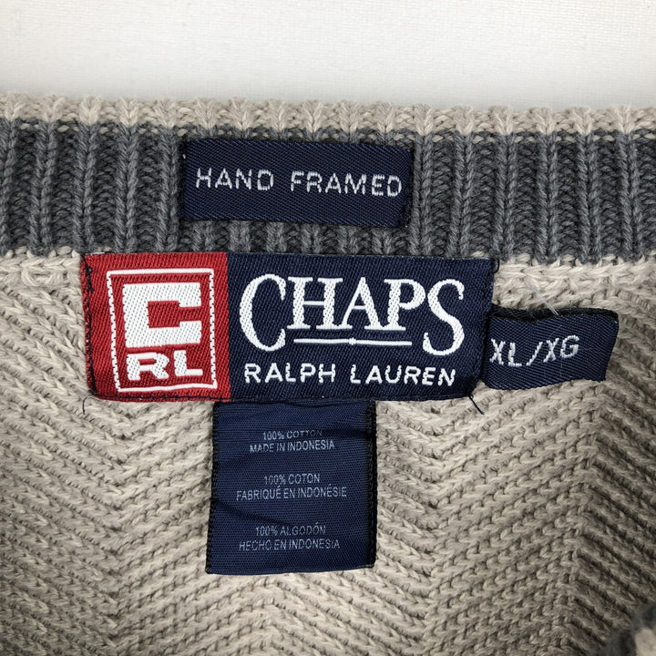 Ralph Lauren CHAPS Herringbone Cotton Knit Sweater Men's XL cotton gray type Vintage Second Hand