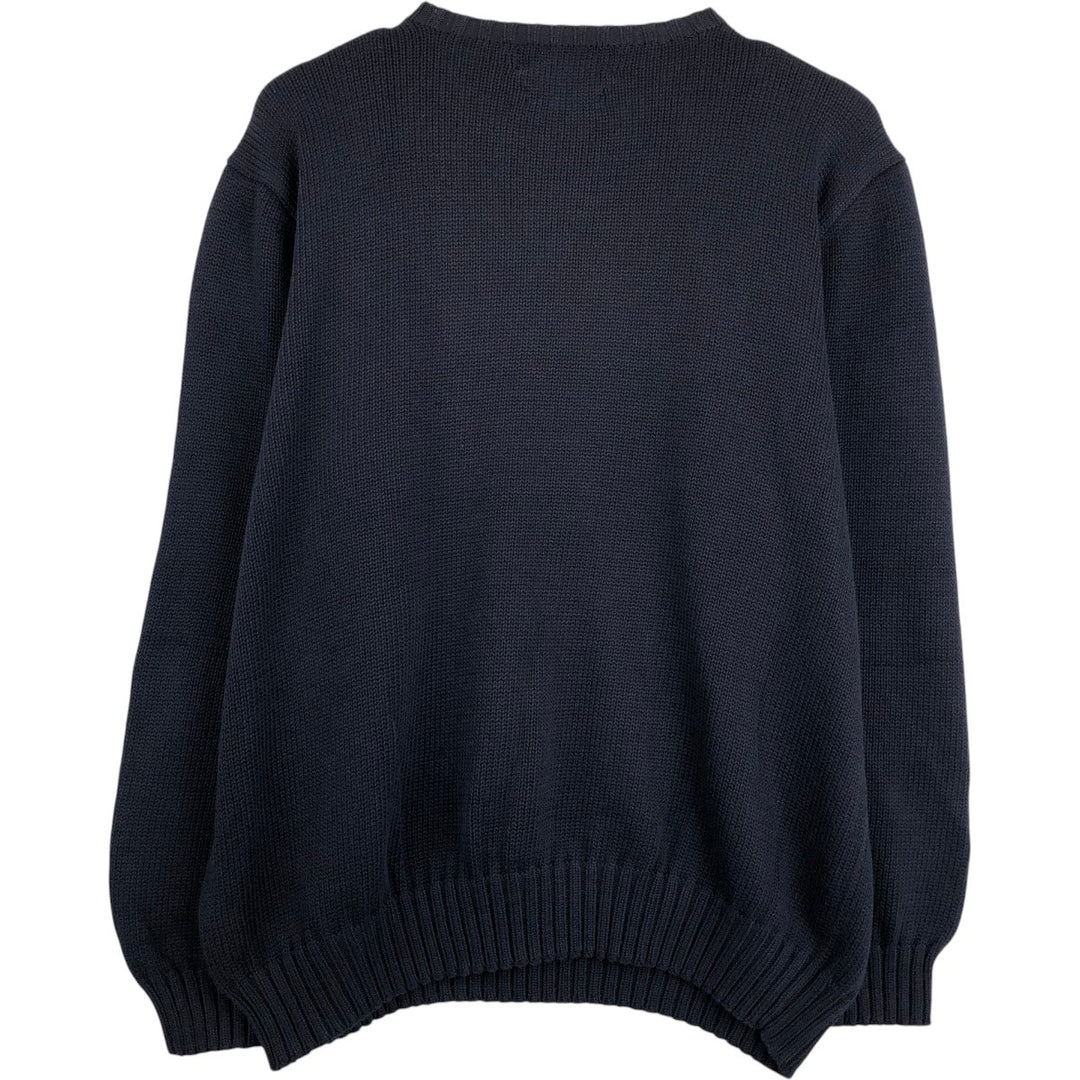 Ralph Lauren POLO by Ralph Lauren Ribbed Cotton Knit Sweater, Men's Size XL (approx.) cotton black type Vintage Second Hand