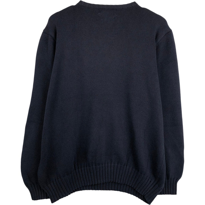 Ralph Lauren POLO by Ralph Lauren Ribbed Cotton Knit Sweater, Men's Size XL (approx.) cotton black type Vintage Second Hand