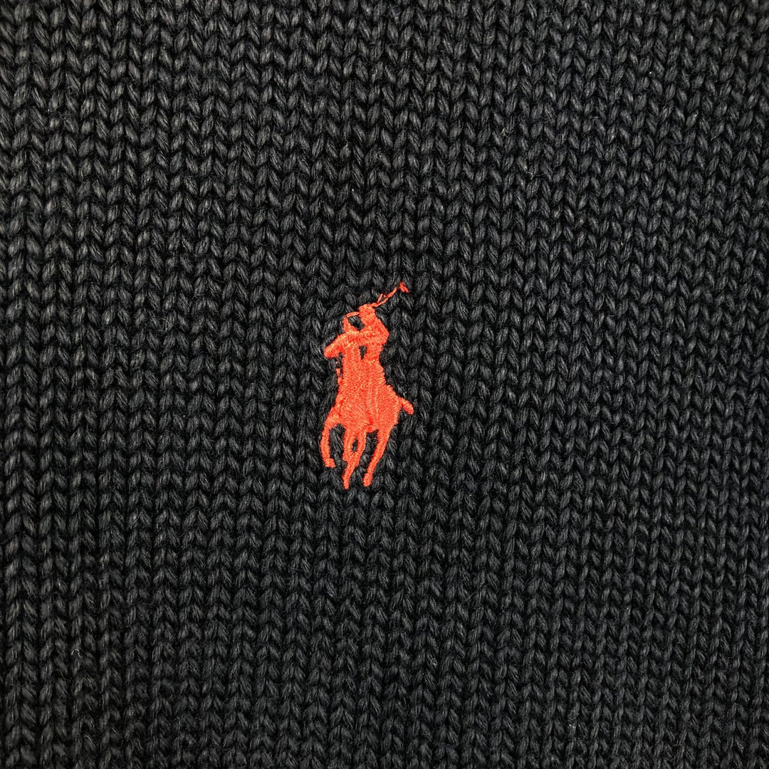 Ralph Lauren POLO by Ralph Lauren Ribbed Cotton Knit Sweater, Men's Size XL (approx.) cotton black type Vintage Second Hand