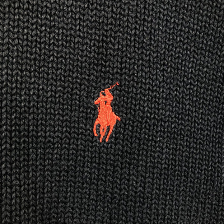 Ralph Lauren POLO by Ralph Lauren Ribbed Cotton Knit Sweater, Men's Size XL (approx.) cotton black type Vintage Second Hand