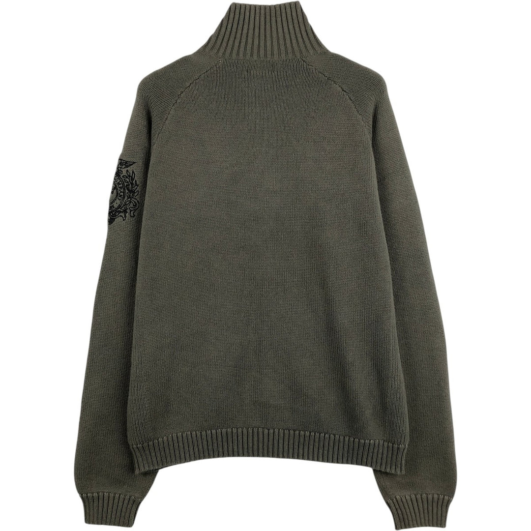 2000'S Ralph Lauren POLO JEANS COMPANY Ribbed Driver's Knit Sweater, Men's Size XL (approx.) cotton Khaki type Vintage Second Hand