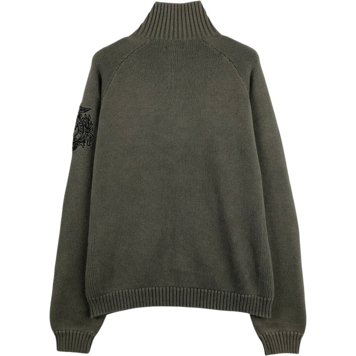 2000'S Ralph Lauren POLO JEANS COMPANY Ribbed Driver's Knit Sweater, Men's Size XL (approx.) cotton Khaki type Vintage Second Hand