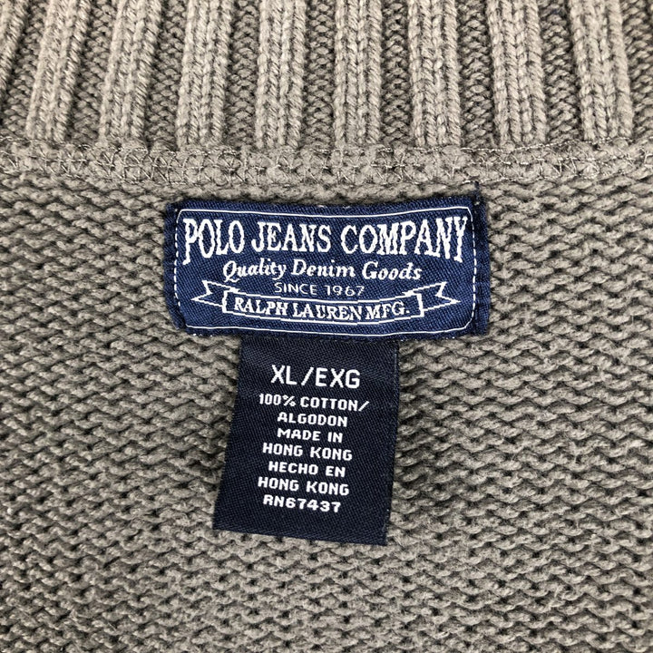 2000'S Ralph Lauren POLO JEANS COMPANY Ribbed Driver's Knit Sweater, Men's Size XL (approx.) cotton Khaki type Vintage Second Hand