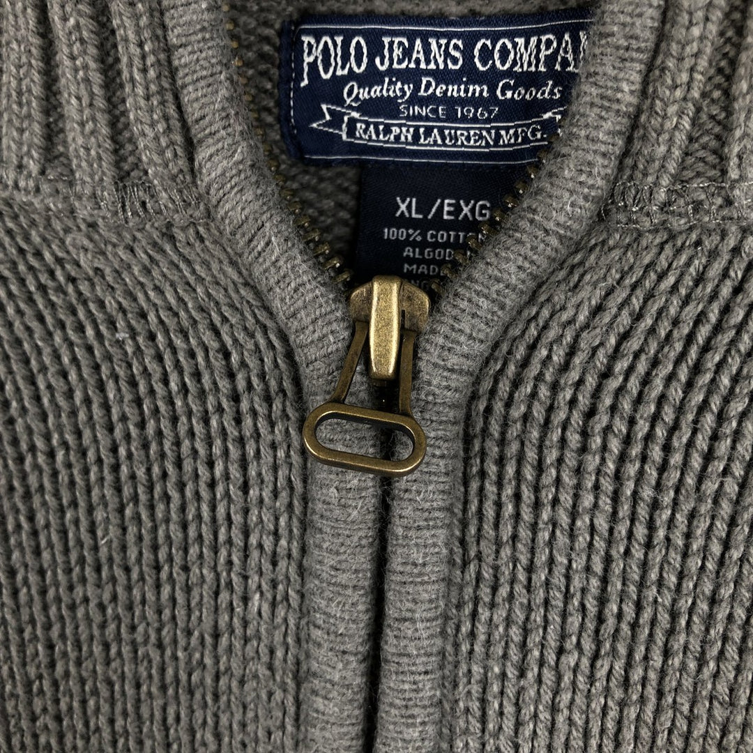 2000'S Ralph Lauren POLO JEANS COMPANY Ribbed Driver's Knit Sweater, Men's Size XL (approx.) cotton Khaki type Vintage Second Hand