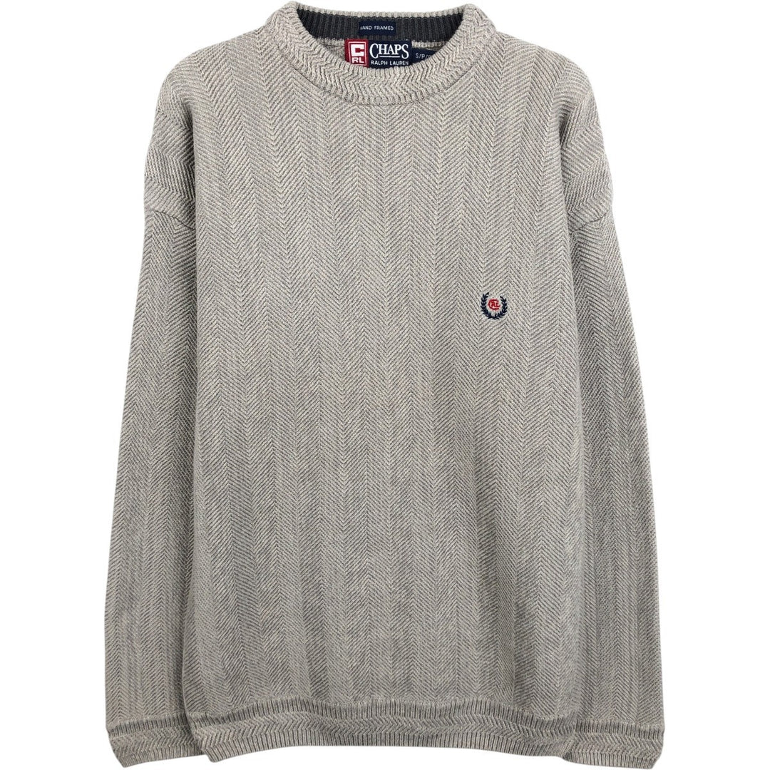 Ralph Lauren CHAPS Herringbone Cotton Knit Sweater, Men's Size Small cotton Beige type Vintage Second Hand