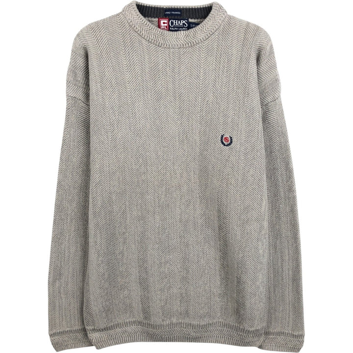 Ralph Lauren CHAPS Herringbone Cotton Knit Sweater, Men's Size Small cotton Beige type Vintage Second Hand