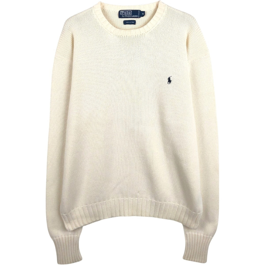 Ralph Lauren POLO by Ralph Lauren Cotton Knit Sweater Men's M Size cotton ivory Vintage Second Hand