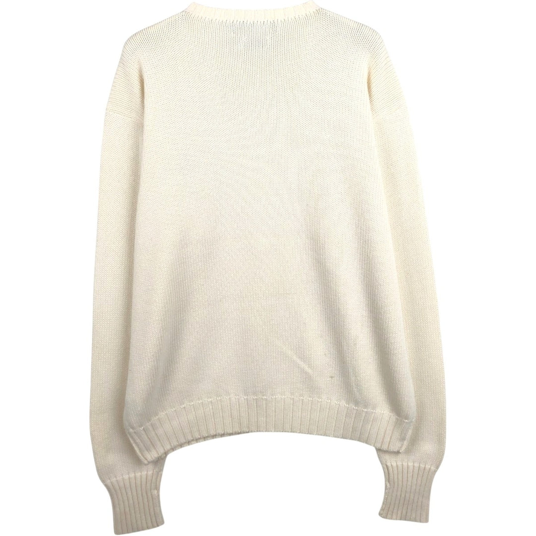 Ralph Lauren POLO by Ralph Lauren Cotton Knit Sweater Men's M Size cotton ivory Vintage Second Hand