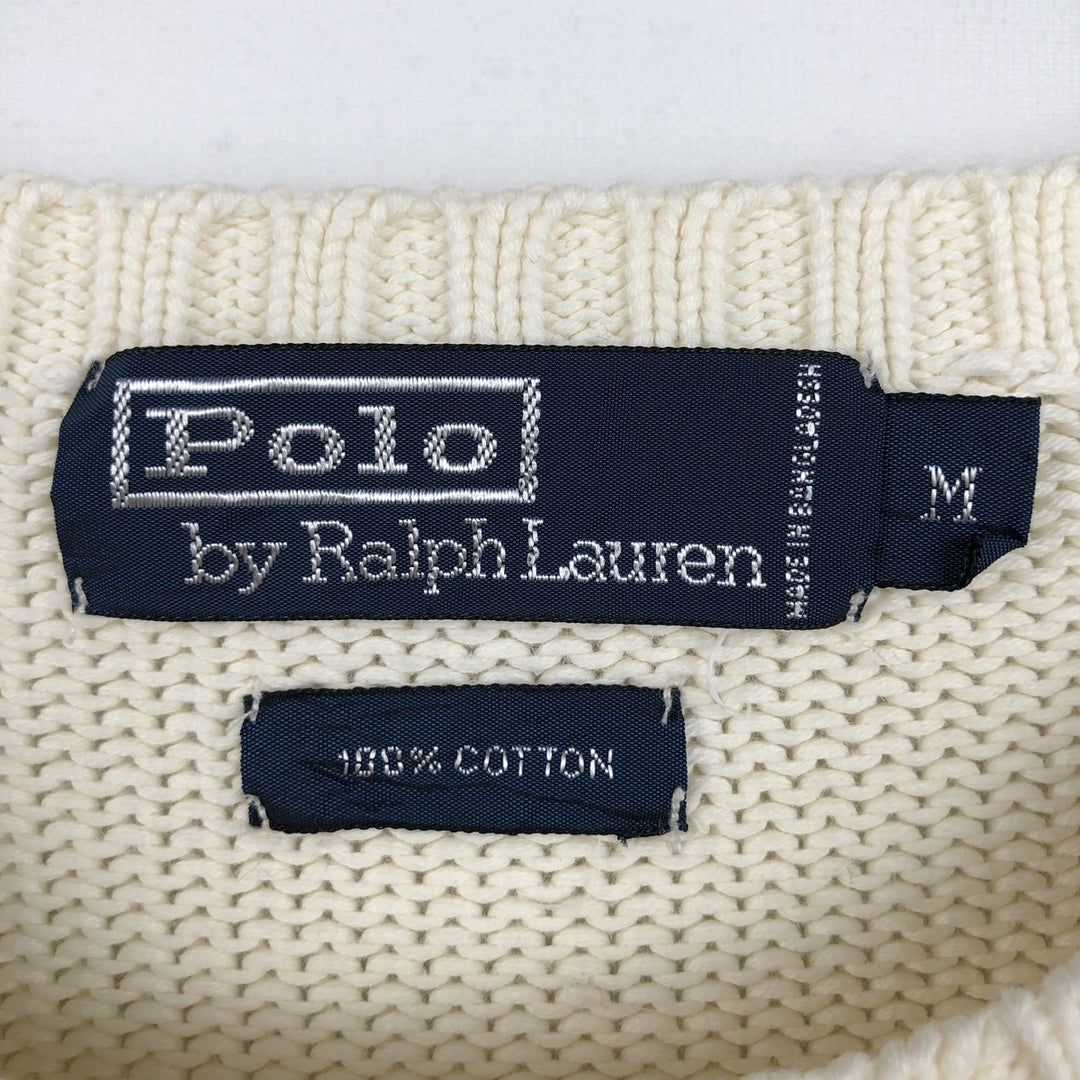 Ralph Lauren POLO by Ralph Lauren Cotton Knit Sweater Men's M Size cotton ivory Vintage Second Hand