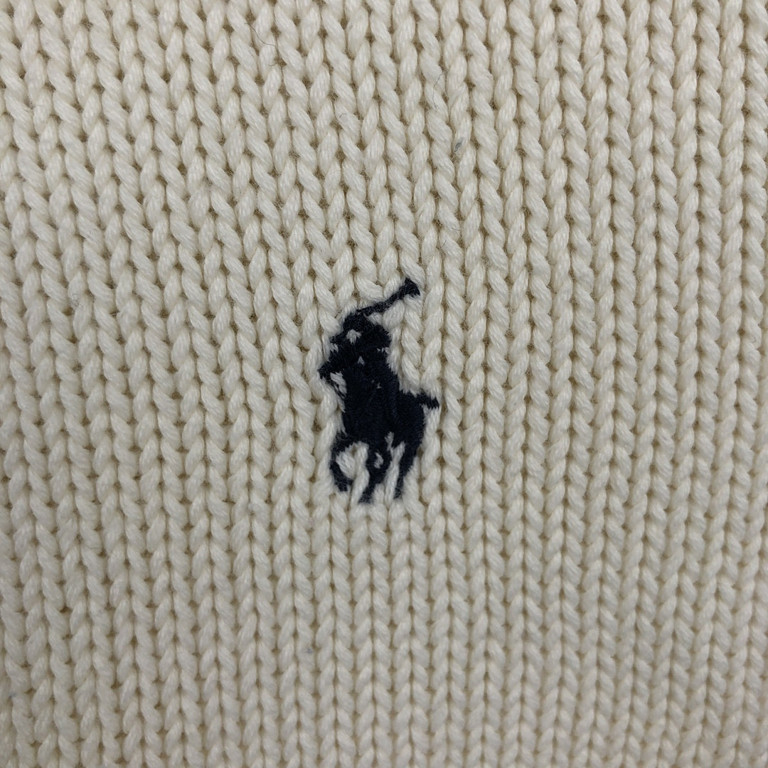 Ralph Lauren POLO by Ralph Lauren Cotton Knit Sweater Men's M Size cotton ivory Vintage Second Hand