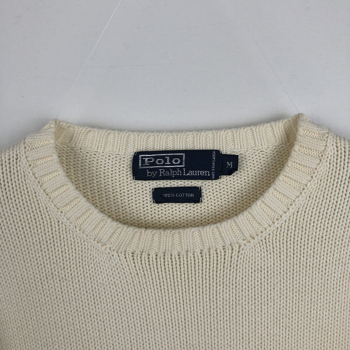 Ralph Lauren POLO by Ralph Lauren Cotton Knit Sweater Men's M Size cotton ivory Vintage Second Hand