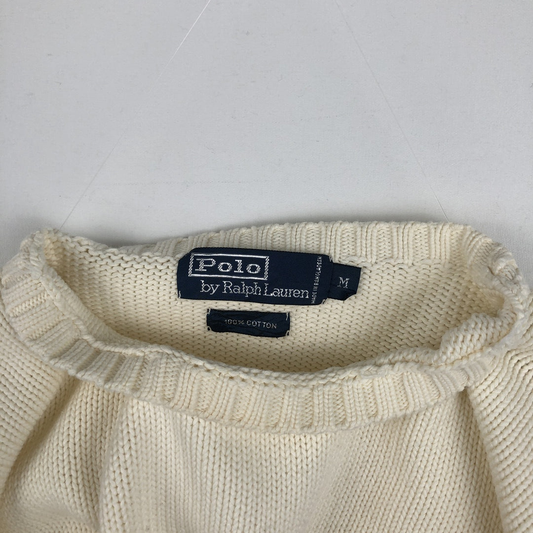 Ralph Lauren POLO by Ralph Lauren Cotton Knit Sweater Men's M Size cotton ivory Vintage Second Hand