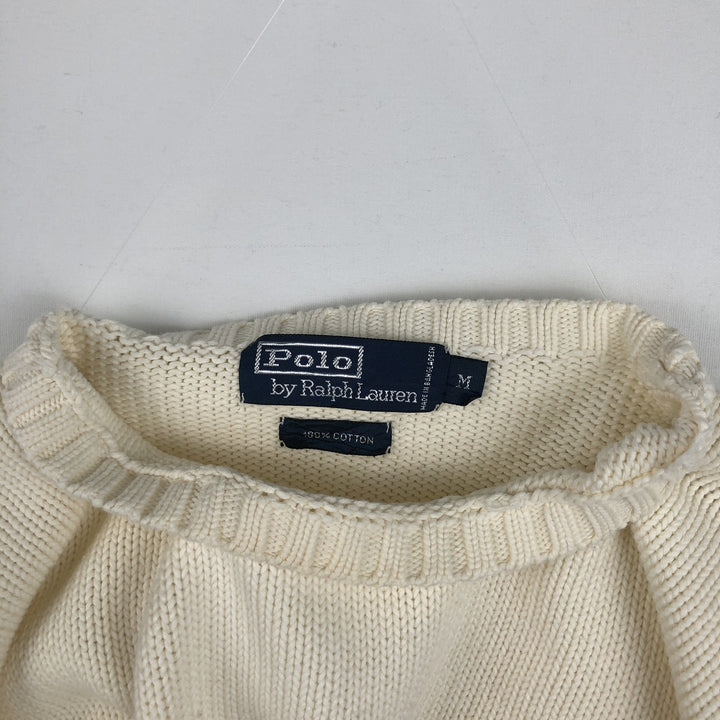 Ralph Lauren POLO by Ralph Lauren Cotton Knit Sweater Men's M Size cotton ivory Vintage Second Hand