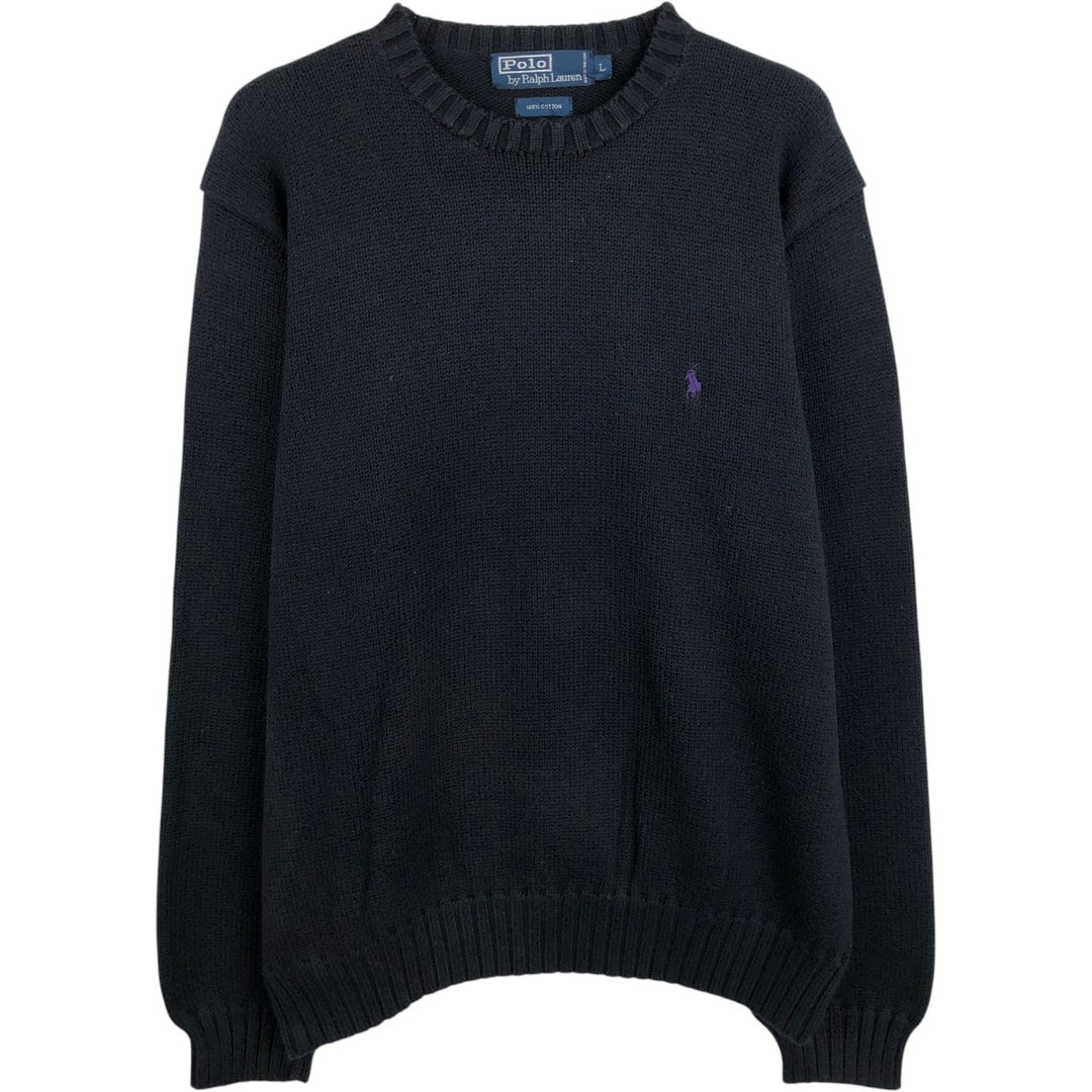 Ralph Lauren POLO by Ralph Lauren Cotton Knit Sweater Men's L size cotton black type Vintage Second Hand