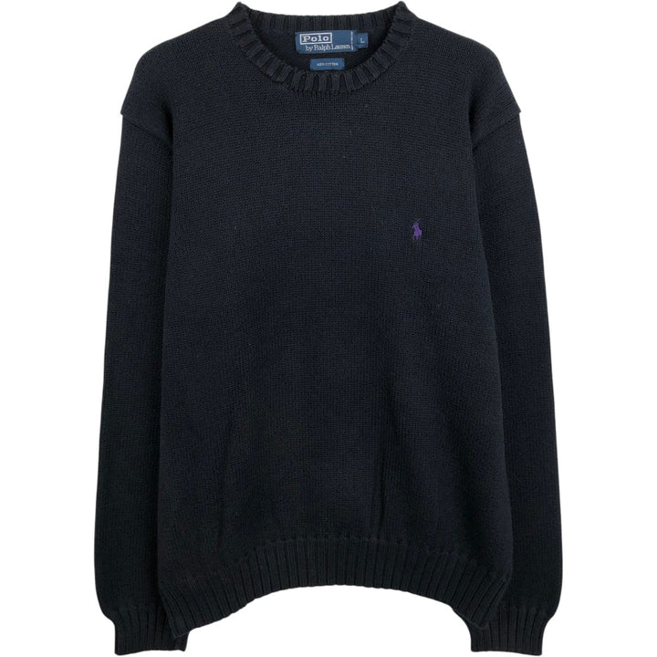 Ralph Lauren POLO by Ralph Lauren Cotton Knit Sweater Men's L size cotton black type Vintage Second Hand