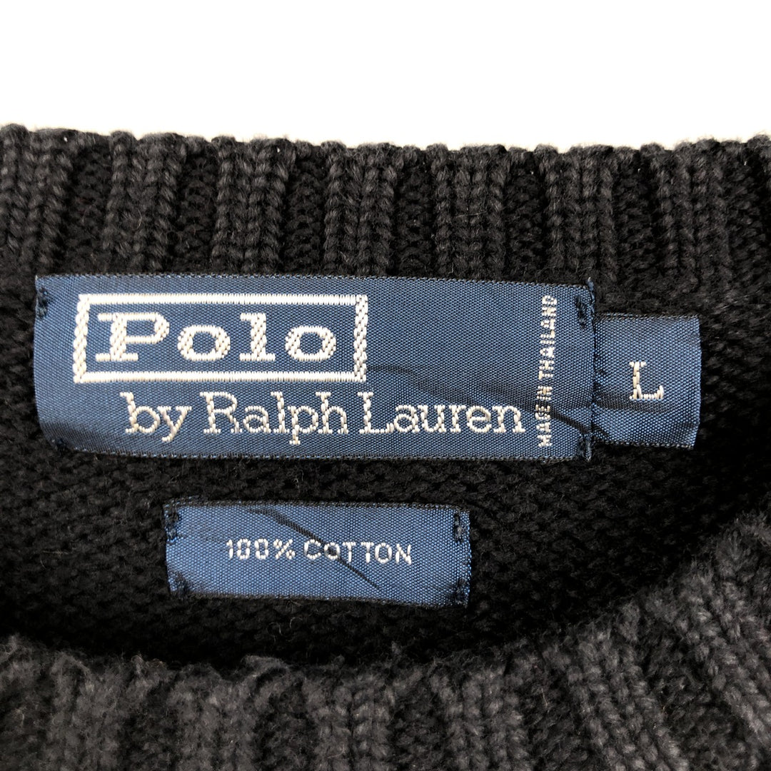 Ralph Lauren POLO by Ralph Lauren Cotton Knit Sweater Men's L size cotton black type Vintage Second Hand