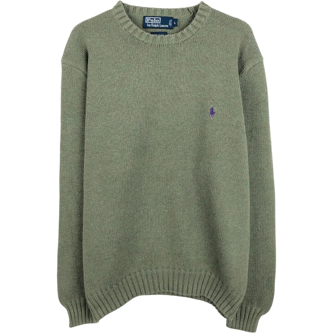 Ralph Lauren POLO by Ralph Lauren Cotton Knit Sweater Men's L size cotton Khaki type sage green Vintage Second Hand