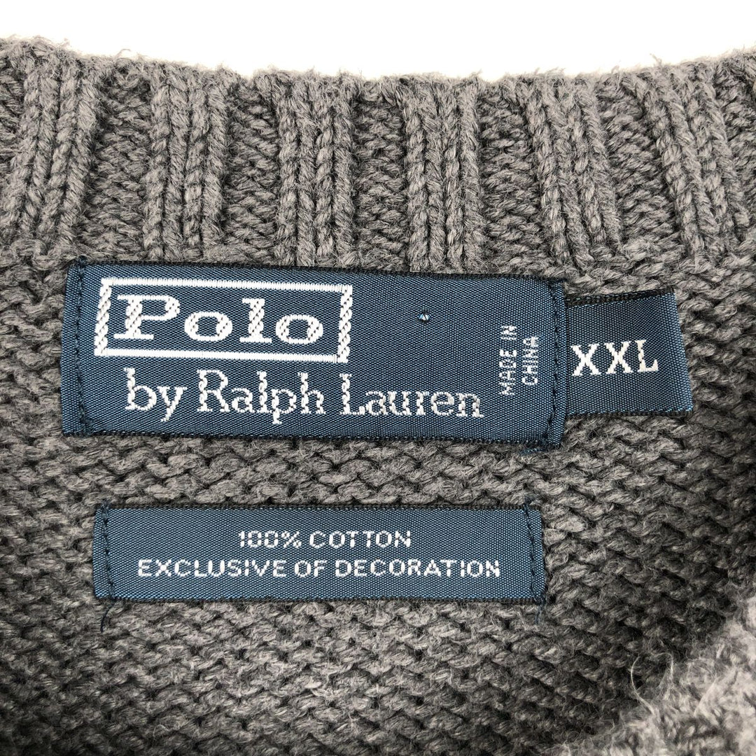 Ralph Lauren POLO by Ralph Lauren Cotton Knit Sweater Men's XXL cotton gray type Vintage Second Hand