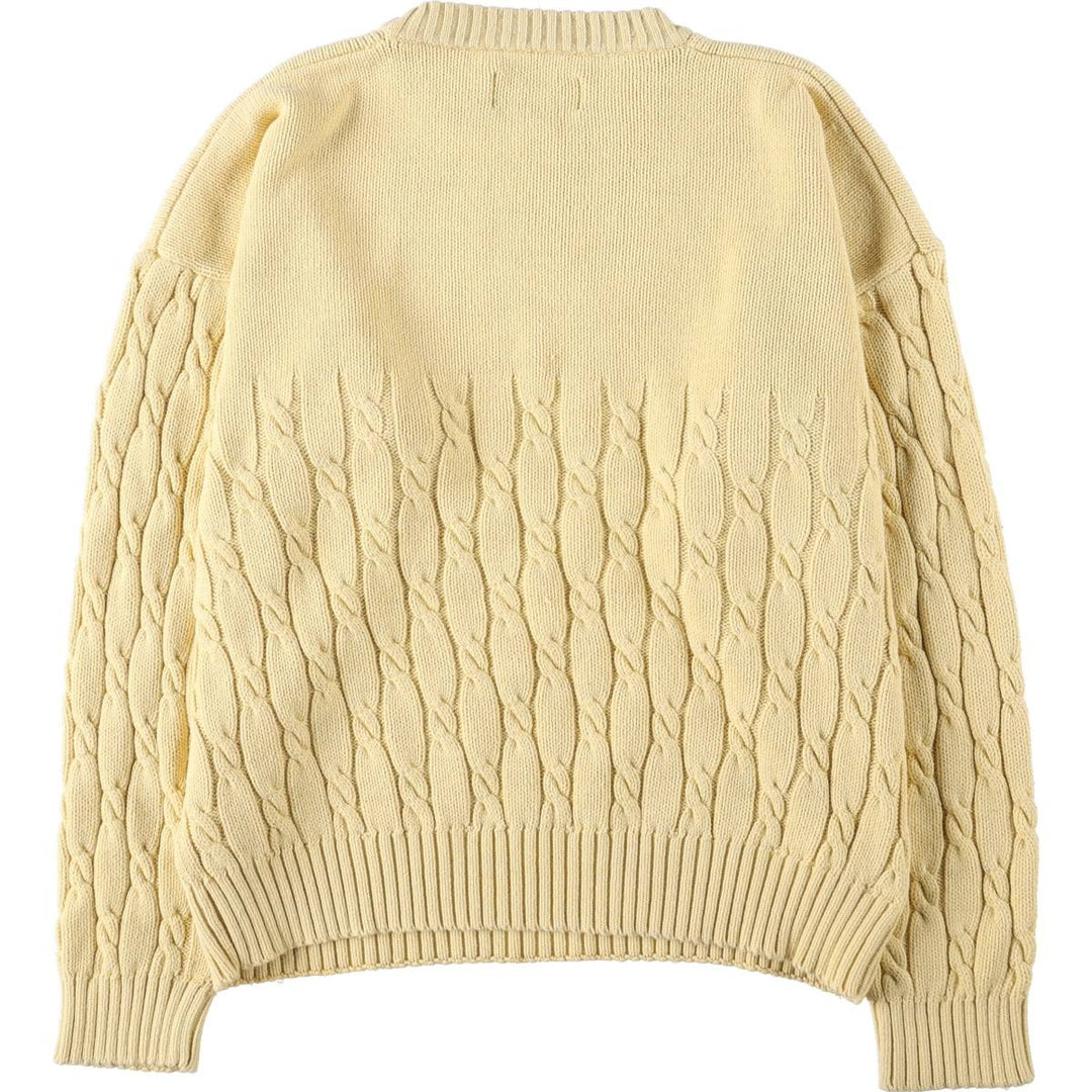 1990'S Eddie Bauer Black Tag Cable Knit Cotton Sweater, Men's Size L (Equivalent), Vintage cotton unbleached Vintage Second Hand