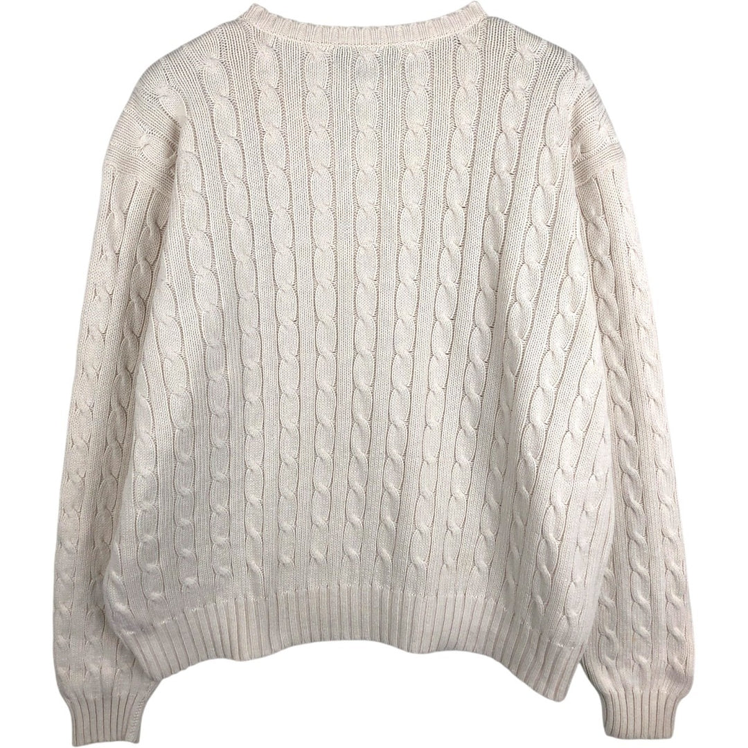 Ralph Lauren POLO by Ralph Lauren cable knit V-neck cotton knit sweater, men's size XL cotton white type Vintage Second Hand