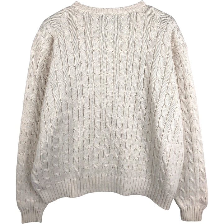 Ralph Lauren POLO by Ralph Lauren cable knit V-neck cotton knit sweater, men's size XL cotton white type Vintage Second Hand