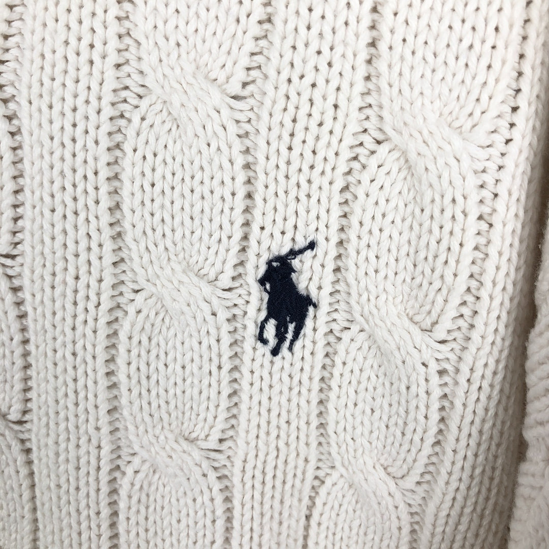 Ralph Lauren POLO by Ralph Lauren cable knit V-neck cotton knit sweater, men's size XL cotton white type Vintage Second Hand
