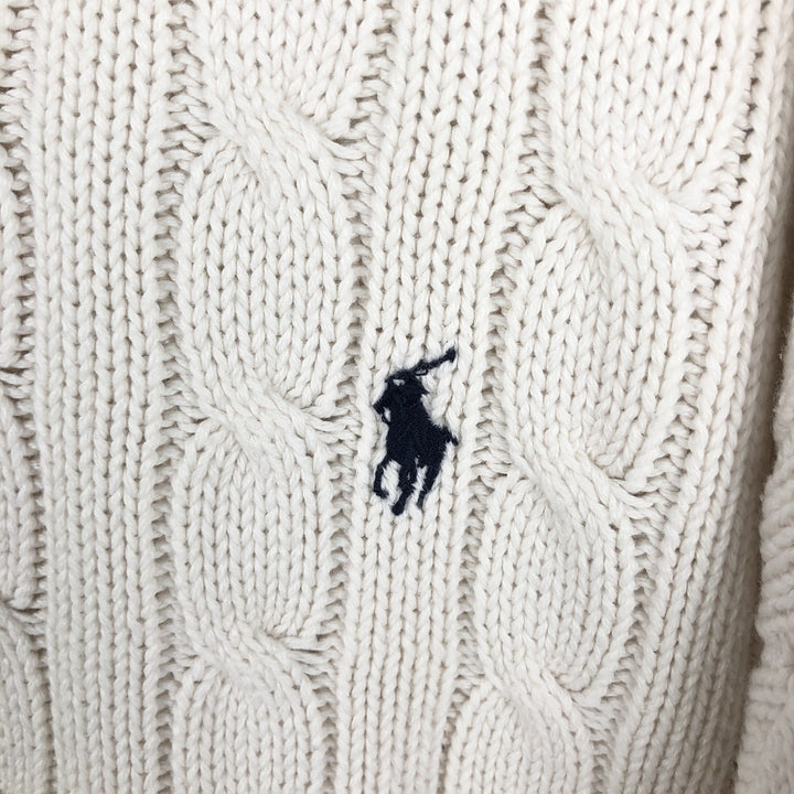 Ralph Lauren POLO by Ralph Lauren cable knit V-neck cotton knit sweater, men's size XL cotton white type Vintage Second Hand
