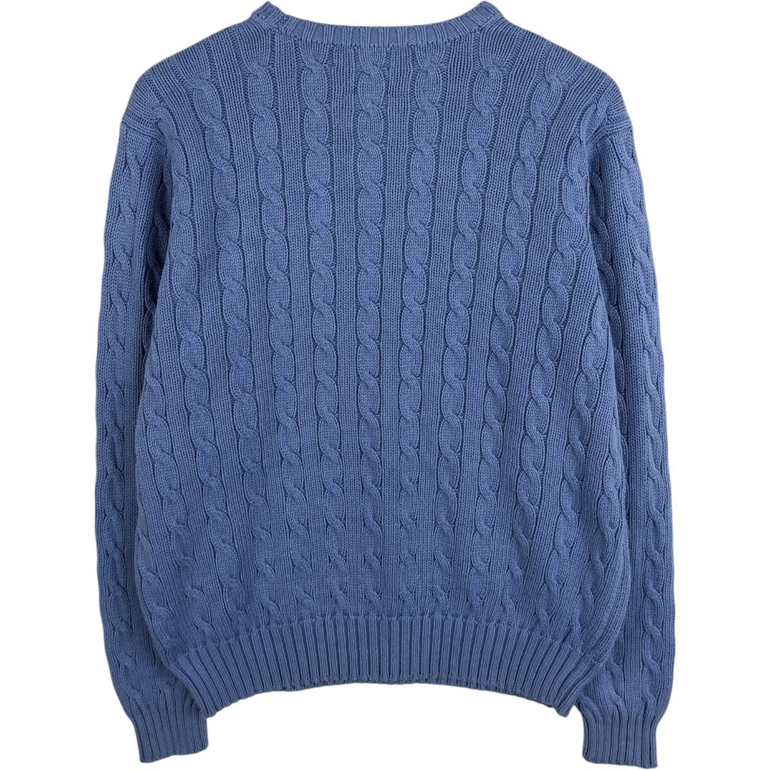 Ralph Lauren POLO by Ralph Lauren cable knit cotton sweater, men's size M cotton Blue type light blue Vintage Second Hand