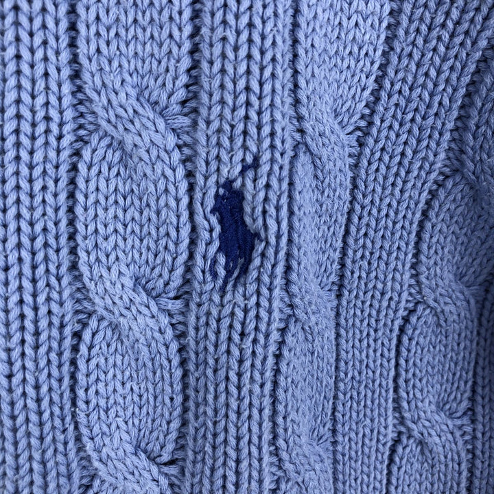 Ralph Lauren POLO by Ralph Lauren cable knit cotton sweater, men's size M cotton Blue type light blue Vintage Second Hand
