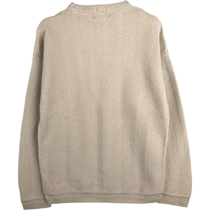 Ralph Lauren CHAPS Herringbone Cotton Knit Sweater, Men's Size L cotton Beige type Vintage Second Hand