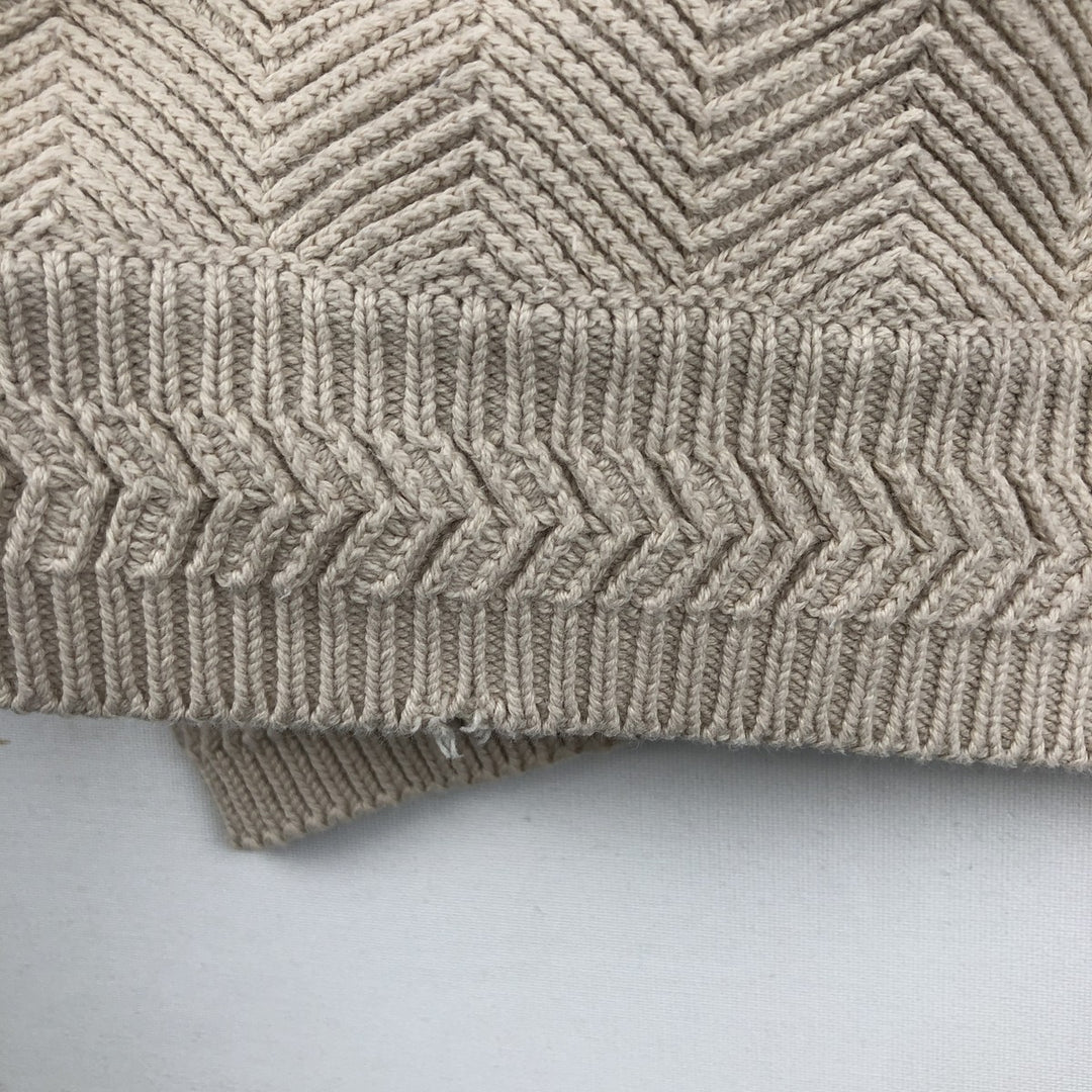 Ralph Lauren CHAPS Herringbone Cotton Knit Sweater, Men's Size L cotton Beige type Vintage Second Hand