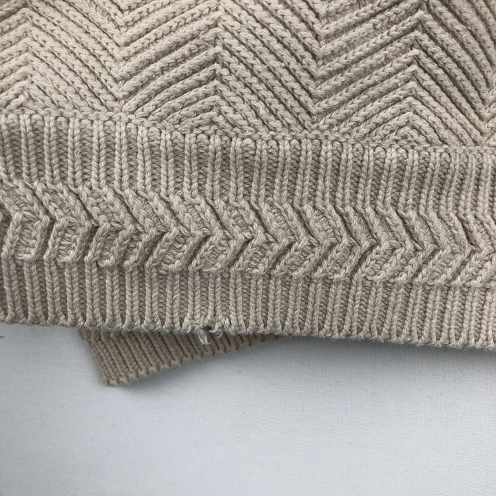 Ralph Lauren CHAPS Herringbone Cotton Knit Sweater, Men's Size L cotton Beige type Vintage Second Hand